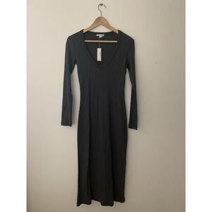 NWT Standard James Perse 100% Cotton Dress Sz 2 Gray Maxi Long Sleeve Bodycon